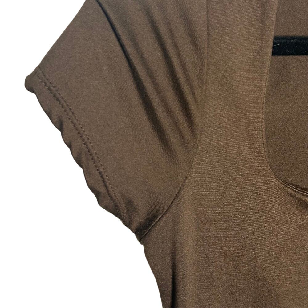 Sincerely Jules Chocolate Brown Square Neck Short Sleeve Top Minimalist Size M - Picture 5 of 8